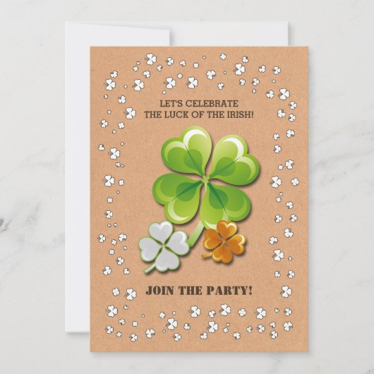 トリカラーシャムロックスセントパトリックの日パーティー 招待状 (正面)