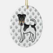 トリカラースムーズキツネテリアかわいい漫画の犬 セラミックオーナメント (右)