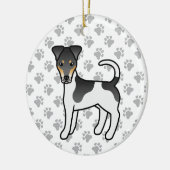 トリカラースムーズキツネテリアかわいい漫画の犬 セラミックオーナメント (左)