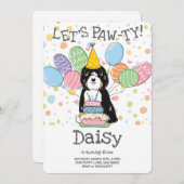 トリカラーチベットテリアードッグ誕生日パーティー 招待状 (正面/裏面)