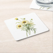 トリカラーデイジー（キク・カリナタム）バイレッドアウト スクエアペーパーコースター (アングル)