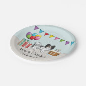 トリカラーパピヨンハッピードッグカラフル誕生日 ペーパープレート (アングル)