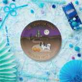 トリカラーパピロンドッグアンドハロウィーンハ幽霊のよく出るウス ペーパープレート (パーティー)