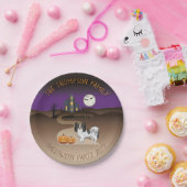 トリカラーパピロンドッグアンドハロウィーンハ幽霊のよく出るウス ペーパープレート (パーティー)