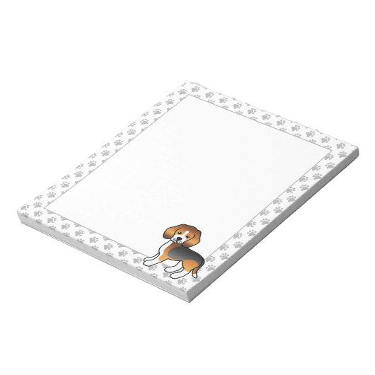 トリカラービーグルかわいい漫画の犬と手 ノートパッド (回転)