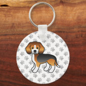 トリカラービーグルドグキュートイラストレーション&ポーズ キーホルダー (正面)