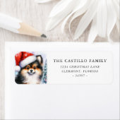 トリカラーポメラニア犬クリスマス差出人住所 ラベル (インサイチュ)