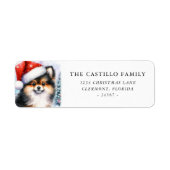 トリカラーポメラニア犬クリスマス差出人住所 ラベル (正面)