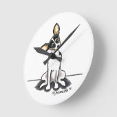 トリカラーラットテリアシかわいらしット ラウンド壁時計 (傾斜)