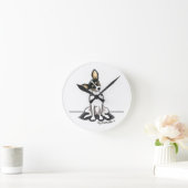 トリカラーラットテリアシかわいらしット ラウンド壁時計 (ホーム)