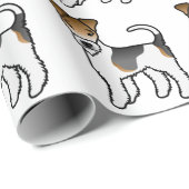 トリカラーワイヤキツネテリアかわいい犬のパターン ラッピングペーパー (ロールコーナー)