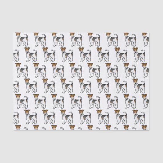 トリカラーワイヤーキツネテリアかわいい漫画の犬 薄葉紙 (正面)
