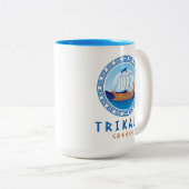 トリカラ，ギリシャの船デザイン ツートーンマグカップ (正面右)