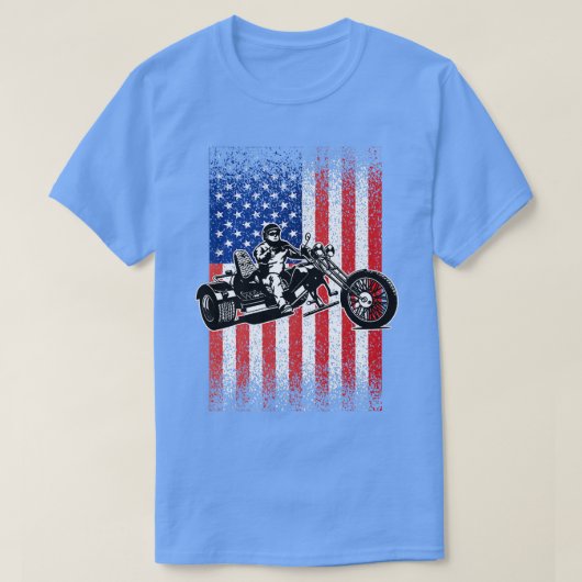 トリカーオートバイ愛国的アメリカ国旗のトリクビ Tシャツ (デザイン正面)