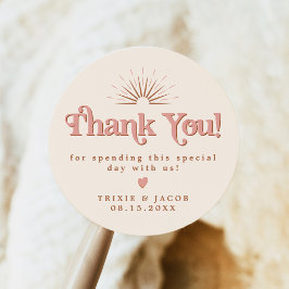 トリキシーのレトロ70'sスタイル ピンク＆オレンジのウェディング フェイバーバッグ ラウンドシール