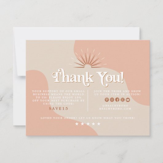 トリキシーレトロ赤面ベージュビジネスサンキューカード 招待状 (正面)