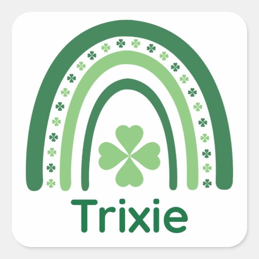 トリクシーネームクローバーボホーレインボー スクエアシール (正面)