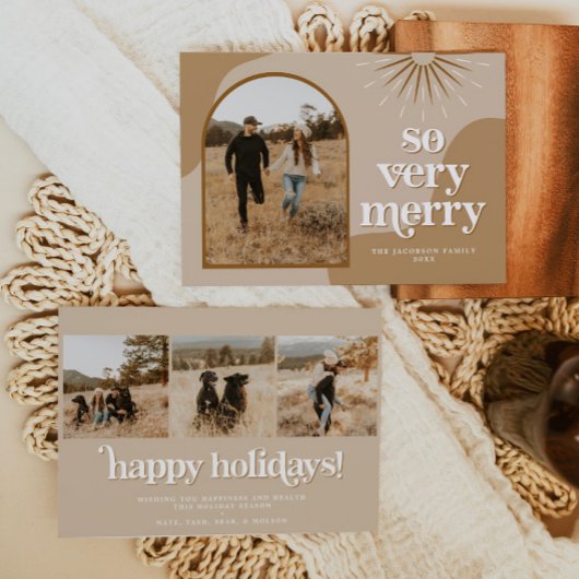 トリクシー レトロ アーチ フォト ボヘミアンクリスマスカード 招待状