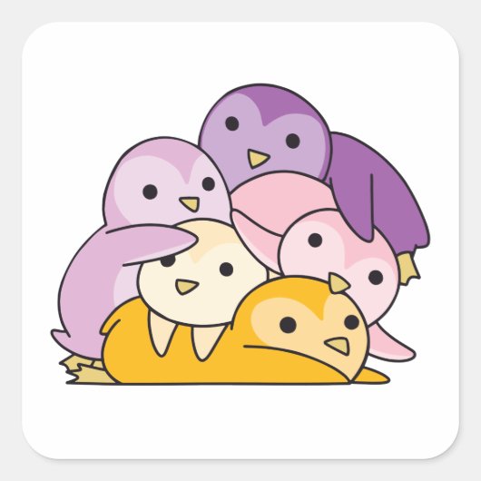 トリクス国旗のプライドLgbtqかわいいペンギン スクエアシール (正面)