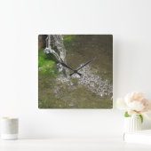 トリクル滝バブリング水壁時計 スクエア壁時計 (ホーム)