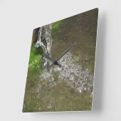 トリクル滝バブリング水壁時計 スクエア壁時計 (傾斜)