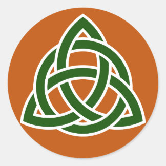 トリケケルト結び目模様（緑と白） ラウンドシール