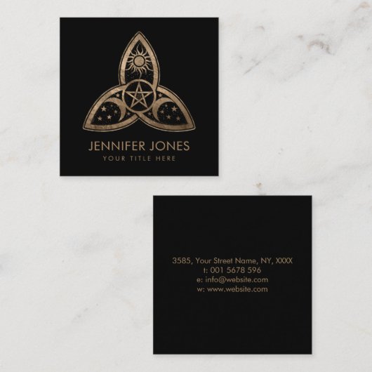 トリケトラトリプルムーンオーナメント（ペンタグラム付き） スクエア名刺 (正面/裏面)