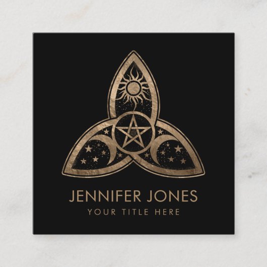 トリケトラトリプルムーンオーナメント（ペンタグラム付き） スクエア名刺 (正面)