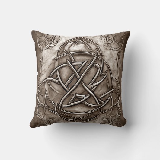 トリケトラ三位一体ノットセピアフェイクメタリックスズ クッション (裏面)