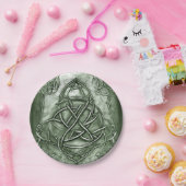 トリケトラ三位一体ノットセージ緑メタリックフェイク ペーパープレート (パーティー)