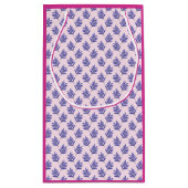 トリケラかわいらしトプピンクの恐竜と葉のパターン スモールペーパーバッグ (裏面)