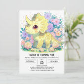 トリケラトお洒落プス恐竜デジタル誕生日 招待状 (スタンド正面)