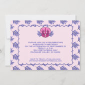 トリケラトかわいらしップピンクダノガール誕生日 招待状 (正面)