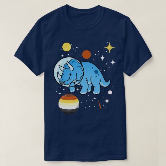 トリケラトップス宇宙飛行士ゲイベアプライド Tシャツ (デザイン正面)