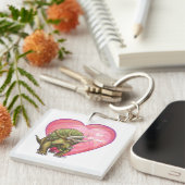 トリケラトップレッドローズハート キーホルダー (正面右)