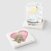 トリケラトップレッドローズハート ストーンコースター (横)