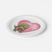 トリケラトップレッドローズハート ペーパープレート (アングル)