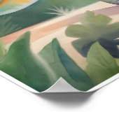 トリケラトプウォーターカラー子供部屋アート ポスター (角)