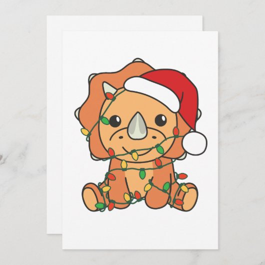 トリケラトプクリスマスウィンターアニマルズホリデーディノス シーズンカード (正面/裏面)