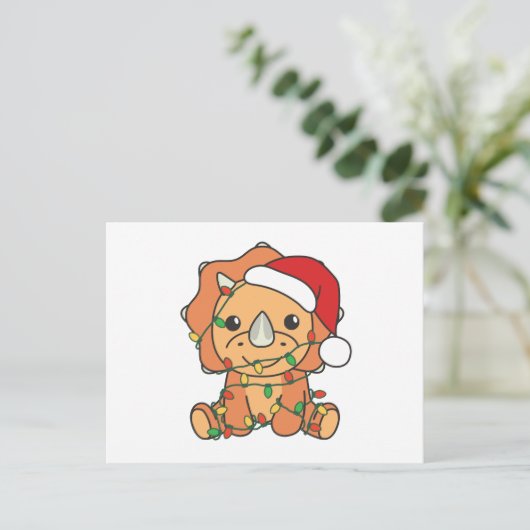 トリケラトプクリスマスウィンターアニマルズホリデーディノス シーズンポストカード (スタンド正面)