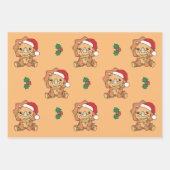 トリケラトプクリスマスウィンターアニマルズホリデーディノス ラッピングペーパーシート (正面)