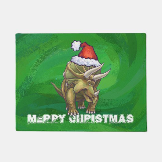 トリケラトプクリスマスグリーン ドアマット (正面)