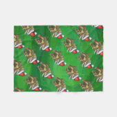 トリケラトプクリスマスグリーン フリースブランケット (正面(横))