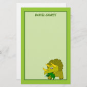 トリケラトプスの恐竜のパーソナライズな子供の文房具 便箋 (正面/裏面)