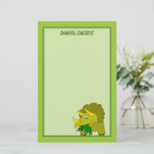 トリケラトプスの恐竜のパーソナライズな子供の文房具 便箋 (スタンド正面)