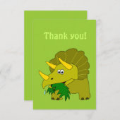 トリケラトプスの漫画の恐竜のサンキューカード サンキューカード (正面/裏面)