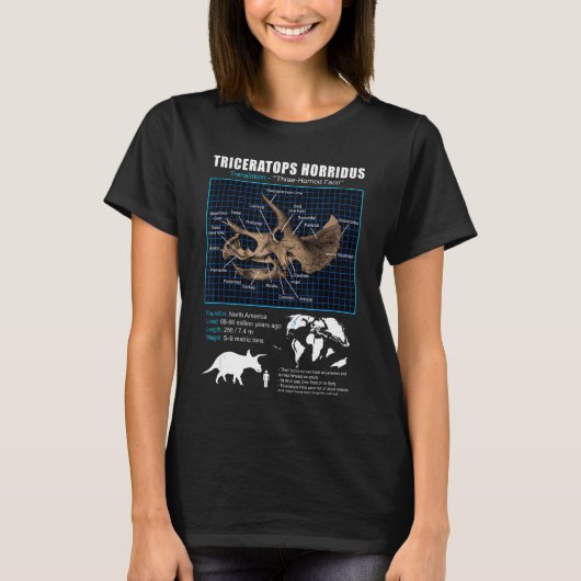 トリケラトプススカル解剖学 Tシャツ (正面)