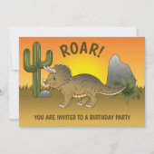 トリケラトプスダノサンセットインデザート誕生日 招待状 (正面)