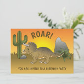 トリケラトプスダノサンセットインデザート誕生日 招待状 (スタンド正面)