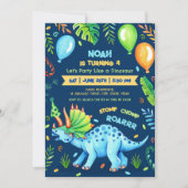 トリケラトプスボーイドノバースデーパーティーブルーズ 招待状 (正面)